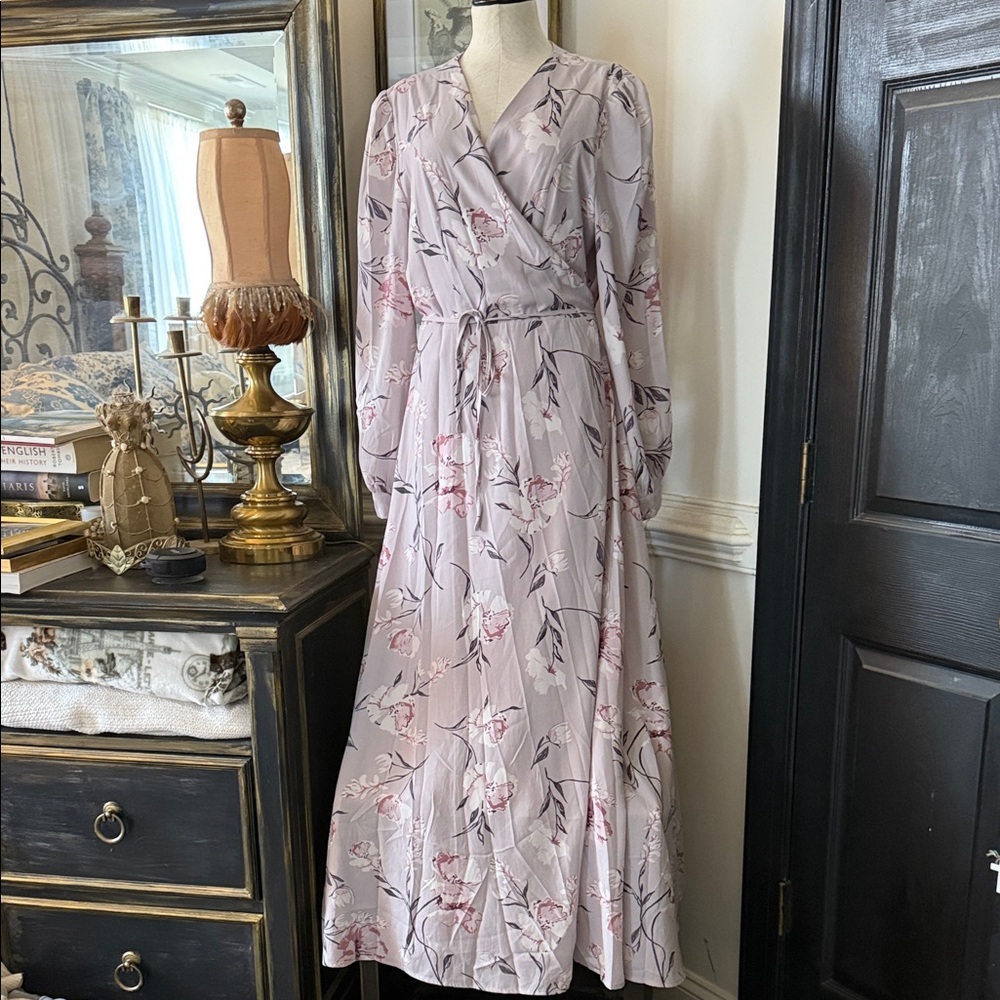 Light Lavender Floral Wrap Maxi Dress - Women